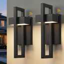 tewei LED Outdoor Wall Sconce Dusk to Dawn Outdoor Lighting, Modern Exterior Lighting Fixtures, Black LED Front Porch Lights Outside Wall Mount Lights for House, Hallway, Warm White 3000K, 2 Pack