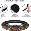Hippie Flower Steering Wheel Covers Universal Fit 15 Inches Neoprene Anti-Slip Car Wheel Protector for Women Girls