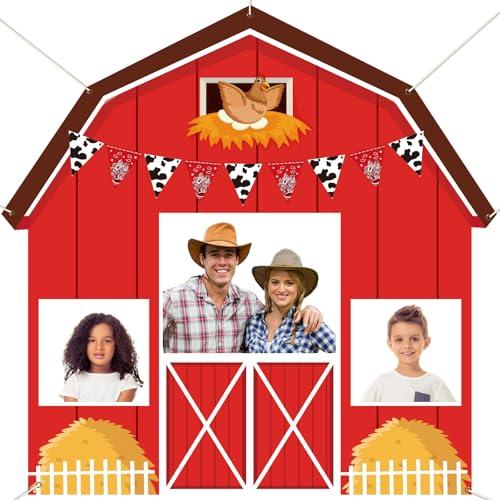 Farm Barn Door Backdrop Photo Booth Prop Farm Themed Birthday Party Decorations Red Barn Hanging Backdrop Farm Animal Banner Barnyard for Halloween Farmhouse Baby Shower Photography Party Supply