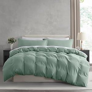 Nestl Sage Green California King Duvet Cover Sets - Soft Double Brushed Cal King Duvet Cover, 3 Piece, with Zipper Closure, 1 Duvet Cover 104x98 inches and 2 Pillow Shams
