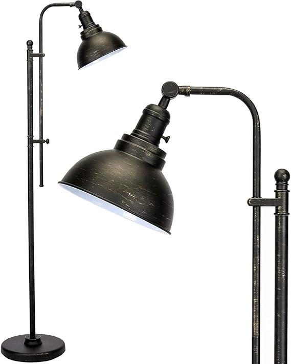 VONLUCE Floor Lamp for Living Room, 65" Tall Industrial Floor Lamp, Adjustable Height & Head Vintage Metal Standing Reading Pole Lamp for Bedroom, Office, Farmhouse