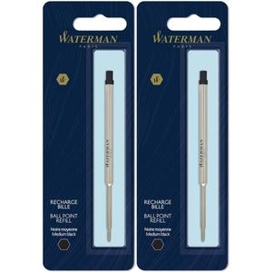 Waterman Black Medium Point Ballpoint Pen Refill (2 Pack)