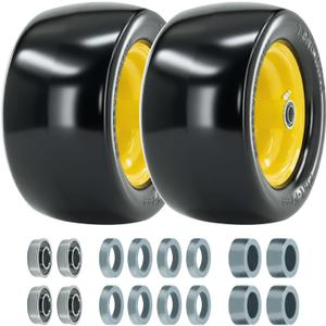 11x6.00-5 Flat Free Tires for Zero-Turn Mowers 11x6.00-5 flat free tire Replacement for Residential and Commercial, Solid Tires with 6"-8" Hub, 3/4" & 5/8" Bearings, 400LBS (Yellow, 2 pack)