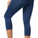 IUGA Jeggings for Women Pull On Capri Jeans Stretchy Jean Capris High Waisted Denim Capri Leggings Casual Pants with Pockets, Extra Large, Stormy Blue 