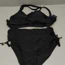 Blooming Jelly Womens High Waisted Bikini Sets Drawstring Tummy Control Swimsuits Crisscross Tie Back Bathing Suit (Medium, Black)