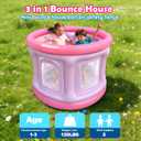 Bounce House,Ball Pit for Toddlers, Inflatable Bouncy House with Pump,Indoor&Outdoor Baby Bouncer with Safety Net,30 Pit Ball,Mini Bubble Bounce House for 2 Toddlers 1-3