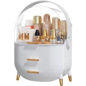 NestOrganix Makeup Organizer Skincare Organizers - Cosmetic Display Cases with Transparent Cover, SkinCare Organizers for Bathroom Countertop, Bedroom Vanity Desk, Lipstick Organizer, White Upgarde
