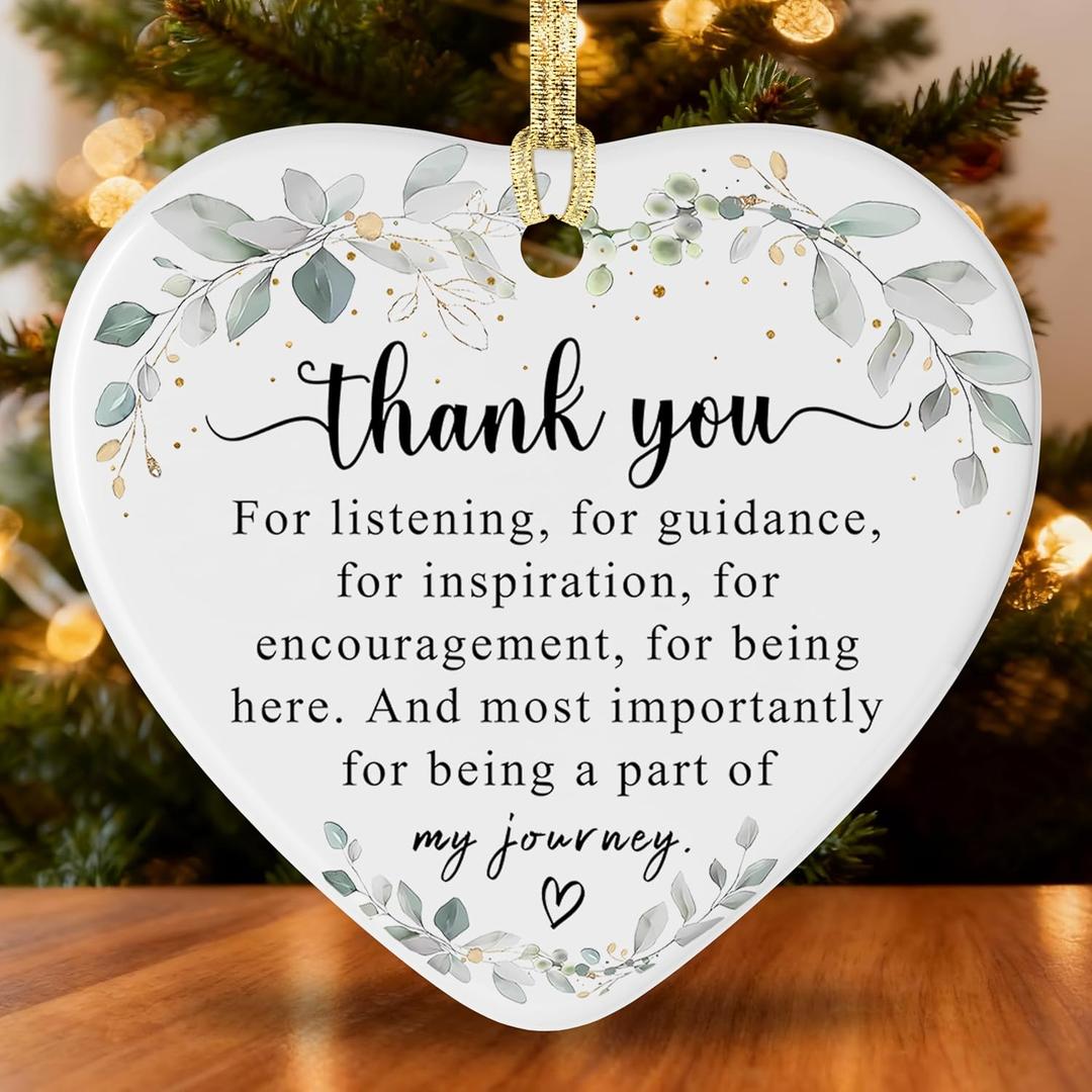 2 x Thank You Gifts for Women, Coworkers, Ornaments fot Friendship Gift, Ceramic Heart Shape Appreciation Gift for Employee, Teacher, Car Hanging Ornaments, Car Charm, Mirror Accessories