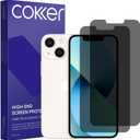 COKER 2PACK Privacy Screen Protector for iPhone 13 Mini, Anti Spy, 9H Hardness Shatterproof, Anti-Scratch, Anti-Fingerprint, Touch Sensitive, PET Film, Blue Light Filter, Easy Install
