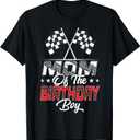 Race Car Mom of The Birthday Boy Racing Family Pit Crew T-Shirt, Size Small