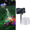1 Pack 8 Modes Solar Waterfall Lights, Solar Fairy Lights Outdoor Waterproof, 10 Strand 200 LED Watering Can Led String Lights(No Watering Can) for Garden Party Outdoor Indoor Decoration (Cool White-1 Pack Solar Powered Clip)