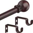 Bronze Curtain Rods for Bedroom with Brackets,5/8 Inch Diameter Small Window Curtain Rod Adjustable 32 to 60 Inches, Easy Install Drapery Rods