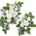 WEIERYUE(Pack of 2 Artificial Flowers Decorations,Artificial Arch Backdrop Garlandfor Ceremony Party Reception Entrance Welcome Easel Door Floral Decor Wall Home Entryway Outdoor(White)