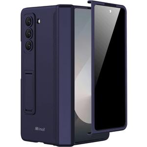 Miimall for Z Fold 6 Case with Privacy Screen Protector, [Military Grade Drop Protection] Built-in Adjustable Kickstand & Magnetic Hinge Protection Shockproof Phone Case for Galaxy Z Fold 6 5G Navy