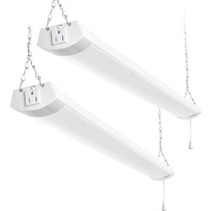 hykolity 4FT 120W LED Shop Light Linkable, 13000lm(400w Equivalent), 5000K Utility Shop Lights for Garages, Workshops, Basements, Hanging or FlushMount, with Power Cord and Pull Chain, ETL, 2 Pack