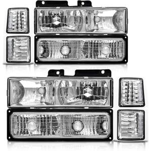 for 1994-1998 Chevy Silverado Headlights Assembly Compatible with 94-98 Tahoe/Suburban/C10/C/K Chrome Housing Clear Reflector Replacement Driver and Passenger SideW/O Bulb