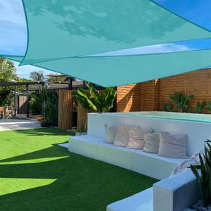 TANG 16'x16'x23' Sun Shade Sail Rignt Triangle Shade Canopy Outdoor Patio Covers UV Block Cloth for Pergola Backyard Porch Deck Garden Carport, Turquoise Green