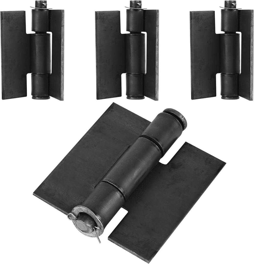 Weld On Hinges Extra Heavy Duty 4.4" x 4" Weldable Metal Butterfly Hinges Solid Steel Welding Butt Hinge Thickness 5mm for Heavy Metal Farm Garage Trailer Gates & Doors - 4 Pcs