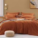 WRENSONGE King Size Comforter Set 7 Pieces Soft Burnt Orange Bed in a Bag King with Fitted Sheet, Flat Sheet 2 Pillow Shams, and 2 Pillowcases Warm Bedding Set for All Seasonб Burnt Orange