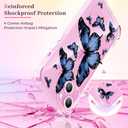 2 x Clear Case Compatible with iPhone 13, Cute Butterfly Print Protective Cover for Girls Women, Slim Soft TPU Four Corners Shockproof Case for iPhone 13 - Blue Butterfly