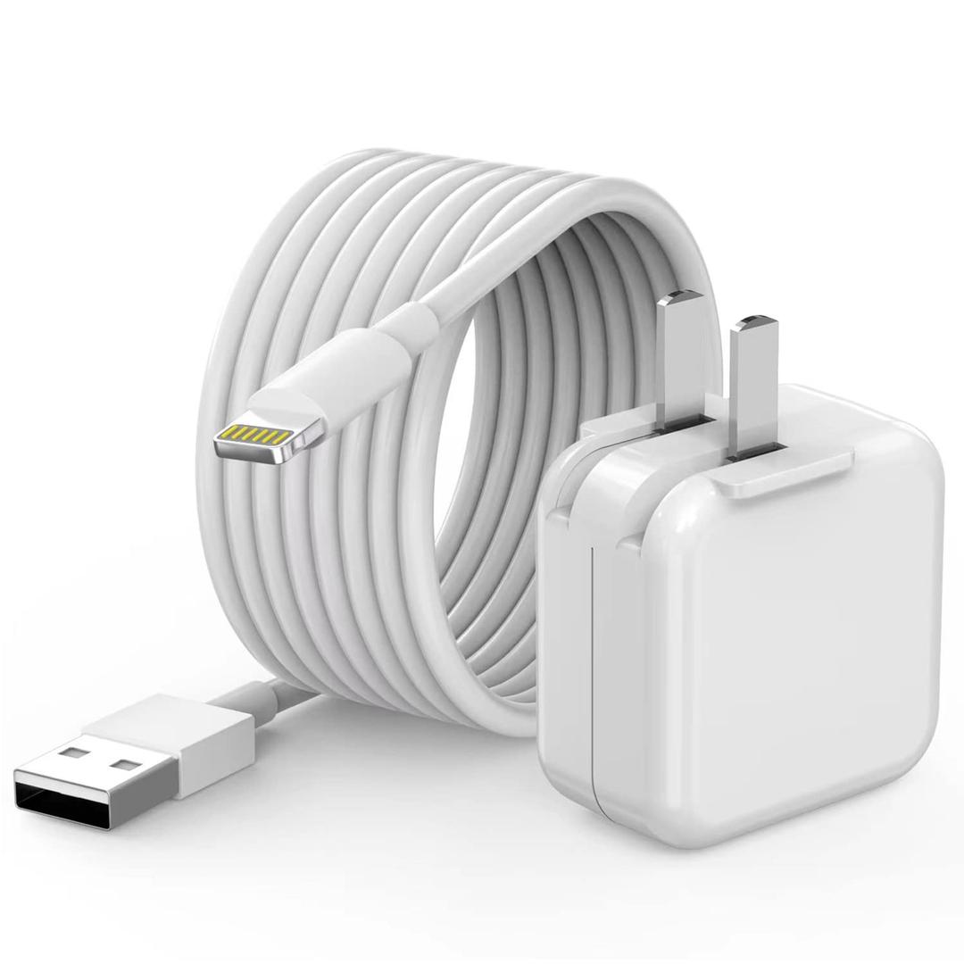 10FT iPad Charger iPhone Charger, [Apple MFi Certified]Foldable Portable Travel Plug USB Wall Charger Block Long Lightning Cable Cord Fast Apple Charger for iPad 7/ 8/ 9/ iPad Air/ iPad Mini/ Pro/ iPhone 13