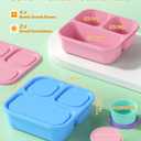 Canfanni 4 Pcs Bento Box Set, Reusable 3 Compartments Snack Boxes with 2 Leakproof Small Containers, Stackable Meal Prep Lunch Containers for School, Work, and Travel