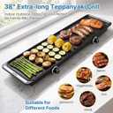 38" Large Electric Griddle, 1700W Fold-n-Store Dual Temp Griddle