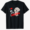 I Love My Little Darling Maltipoo Dog Funny Cute Red Heart T-Shirt for Men Women M