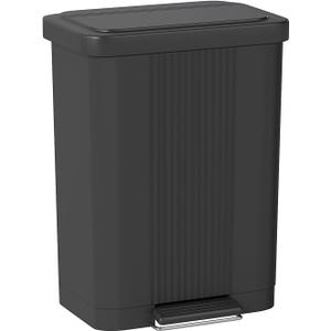 FDW Step-On Trash Can with Lid 13 Gallon 50 Liter Capacity for Kitchen Garbage Can Silent Slow Descent Lid with Foot Pedal and Shockproof Design for Home Living Room Bedroom Office Use