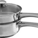 6 Cup Double Boiler Pot Set  1.5 Quart Stainless-Steel Saucepan 2-in-1 with Vented Glass Lid  Kitchen Cookware with Measurements by Classic Cuisine