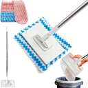 Snap Grip Mini Mop, Zero Touch No Wash Lazy Mop with One-Click Cloth Change, Compatible with Face Towels, Adjustable for Wet/Dry Floors, Tile, Hardwood, Corners (10 Reusable Cloths)