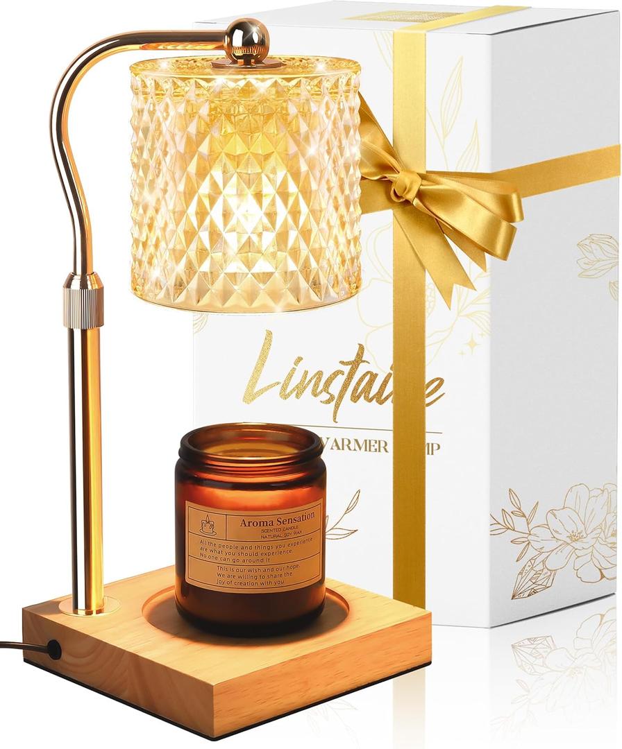 Candle Warmer Lamp with Timer Dimmer Adjustable Height, Mothers Day Gifts for Mom, Birthday Gifts for Women, House Warming New Home Decor, Electric Wax Warmer for Jar Candles, Gold