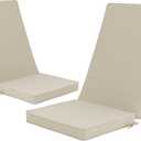 Outdoor Adirondack Chair Cushions Set of 2 - Removable Covers, Water-Repellent, Fade-Resistant, Non-Slip Bottom & Securing Straps, Universal Fit for Most Adirondack & Rocking Chairs - Cream