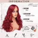 BARSDAR Long Red Wig with Curtain Bangs - 26 Inch Long Wavy Layered Red Wig for Women - Synthetic Ariel Wigs Butterfly Haircut Curtain Bangs Soft Natural Looking Daily Party Halloween - Red
