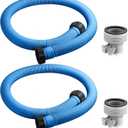 Jadive 2 Pcs Upgrade 1.5" x 59" Pool Hose for Above Ground Pools Pool Pump Replacement Kit Pump Filter Accessories with 2 Type B Hose Adapters(Blue)