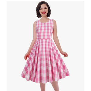 Women Vintage 1950s Retro Polka Dot Swing Dress Sleeveless Backless Halter Neck S