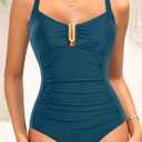 Daci Teal Women Tummy Control One Piece Swimsuit - Ruched Bathing Suit Full Coverage Slimming V Wired Swimwear 2025 XL (XL)