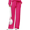 PRETTYGARDEN Women's Outfits Casual Lapel Wide Leg Pants (Rose Red, X-Small)