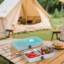 Grab and Go Snack Containers, Reusable Double Compartment Snack Containers-Stainless Steel Condiment Box with Lids for Outdoor Camping Food Storage (2)