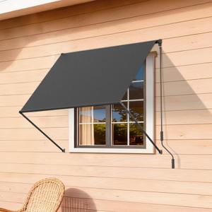 HOMEDEMO Small Retractable Window Awning 118"x59" Outdoor Patio Awning, Sun Shade Shelter with Waterproof UV-Resistant Fabric for Window, Door, Coffee Shop, RV