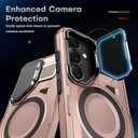 for Samsung Galaxy S24 FE Case Built-in Metal Camera Cover with Stand,[Compatible with Magsafe] Military Grade Rugged Shockproof Protective Cover with Screen Protector-Rose Gold
