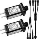 Kingdder 4 Pcs 12V Class 2 Power Supply Yard Inflatable Adapter Replacement with Y Shape 1 Male Divided 3 Female Spillter Connector Low Voltage for Christmas Inflatable LED Lights (15, Watts)