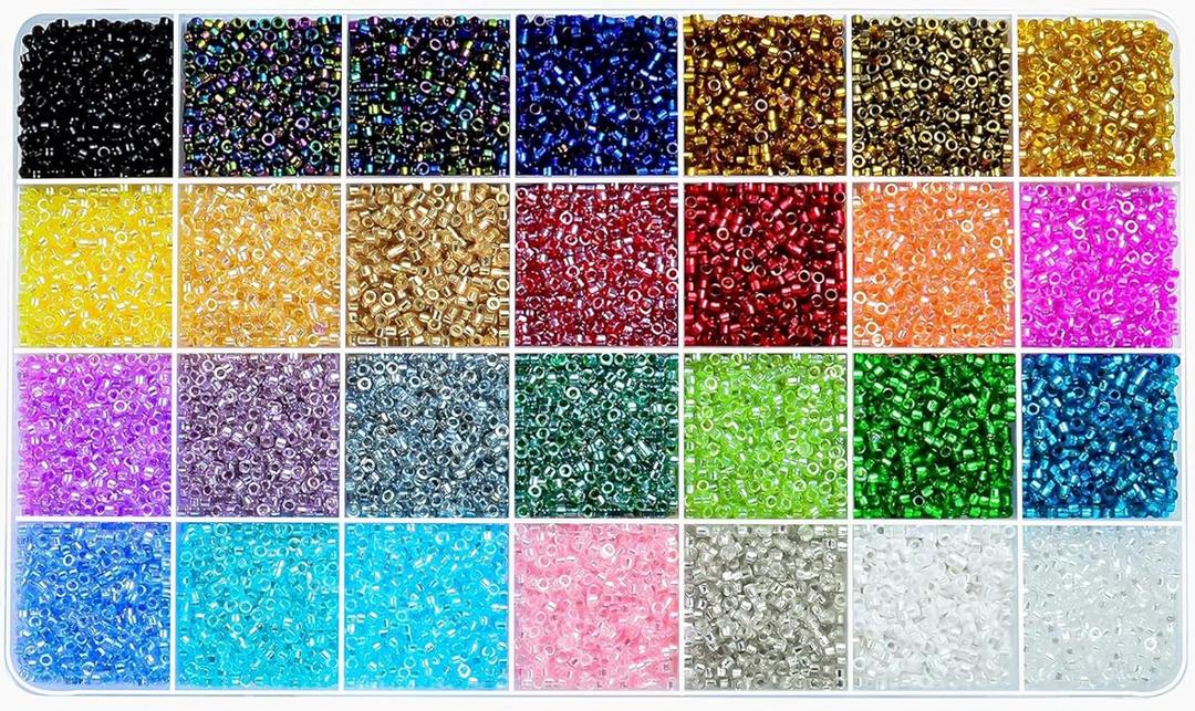 14000Pcs 2.5mm Glass Seed Beads Kit with Large Hole, 28 Colors Uniform Beads for Jewelry Making Supplies, DIY Crafts Bracelets Necklaces Earrings Jewelry Making Kit