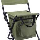 LEADALLWAY Fishing Chair with Cooler Bag Compact Fishing Stool Foldable Small Hunting Chair 12.2" Seat Depth,12.6" Seat Width