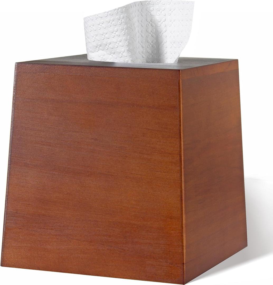 Tissue Box Cover,Wooden Tissue Box Holder,Farmhouse Style,Wood Tissue Box Cover Rectangle,Tissue Box,for Bathroom,Kitchen,Bedroom,Dining Table,Office (Red Walnut Color)