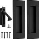 Malimali Pocket Door Pull and Edge Pull Set, Stainless Steel Pocket Door Hardware Recessed Pocket Door Handle Sliding Door Pulls Finger Flush Pull (Matte Black, 3 Pack)