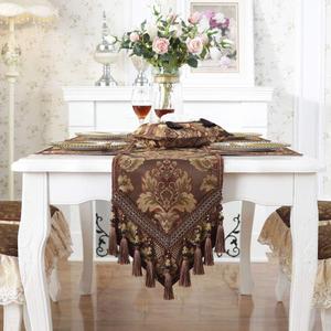 vctops Vintage Luxury Jacquard Damask Floral Table Runners Tea Table Decoration with Multi-Tassels 13"x69" Coffee