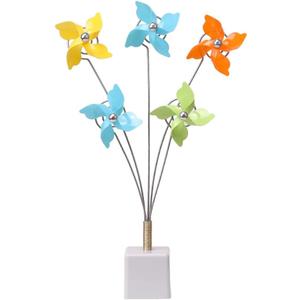 Cute Flower Table Card Memo Holder Stand,1 Pcs Photo Clips Holder Desk Stand for Memo Paper Note Monmory Photo Christmas Wedding Display with Flowerpot Shaped Plastic Base (Pinwheel Silver)