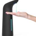 XZUO Automatic Soap Dispenser with Infrared Sensor Adjustable 4 Level Touchless Hand Soap for Kitchen, Bathroom - Battery Operated Electric Dispenser, Durable Plastic, Smart Soap Holder (400ml Black)