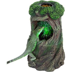 REPTI ZOO Reptile Waterfall Drinking Fountain with Food Dish, 1000ML Large Reptile Terrarium Water Dispenser for Bearded Dragon Chameleon Gecko Lizard Tree Frog